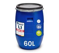 Garronda réservoir d'eau de 60 litres, Baril Alimentaire, fût à Large Ouverture en HDPE et sans BPA, tonneau de Jardin, bac à Aliments pour Animaux, conteneur d'eau, tonneau Universel GD-0078, Bleu