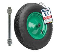 Garronda Roue Complète de Brouette 4.80/4.00-8 4PR Ø390×97 mm Gonflable Axe et Doubles Roulements Noir GD-0163