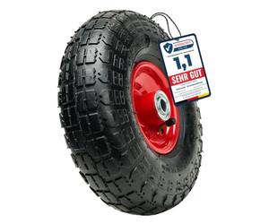 Garronda Roue de Diable 4.10/3.50 Ø260×81 mm Gonflable Pneumatique GD-0163 | Roue de Rechange, avec Roulements, Jante Acier, Valve, 2PR, Moyeu 79mm, sans Axe, pour Chariot et Brouette Jardin, Noir-Rouge