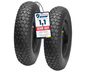 Garronda x2 Kit Pneu 4.80/4.00-8 avec Chambre à Air 2PR Ø390 mm GD-0164 | Pneu de Rechange, pour Roue de Brouette et Chariot Jardin, Chantier, Valve, Montage Rapide, Adhérence sur Terre et Gravier