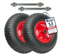 Garronda x2 Roue de Brouette 4.00-6 Ø 320×90 mm Gonflable avec Axe GD-0163