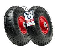 Garronda x2 Roue de Diable 4.10/3.50 Ø260×81 mm Gonflable GD-0163 | Roue de Rechange, avec Roulements, Jante Acier, Valve, 2PR, Moyeu 79mm, sans Axe, pour Chariot et Brouette Jardin, Noir-Rouge