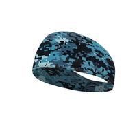 Garronmavis Bandeau extensible bleu camouflage pour femme, motif peinture pixel, yoga, art moderne, course à pied