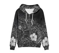 Garronmavis Corgi Sweat à capuche zippé à manches longues pour femme Motif feuilles de pixels Style bohème décontracté et confortable Motif chats mignons, Hibiscus Mandala Stripe, L