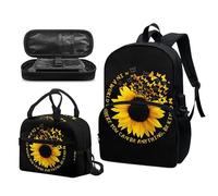 Garronmavis Ensemble sac à dos tropical hawaïen, Van Gogh La nuit étoilée, sac à déjeuner isotherme motif flèche tribal paresseux boîte à crayons durable, Tournesol Papillon., Ensemble cartable