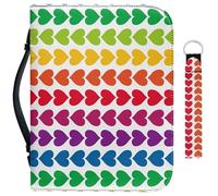 Garronmavis Étui de bible à cœurs colorés dégradés pour filles, sac de bible d'art romantique avec poignée de poche, porte-clés - L