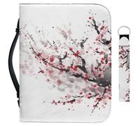 Garronmavis Étui de bible chinois en fleur de prunier avec poignée et porte-clés, sac de bible à fleurs aquarelles, sacs de protection pour la bible à la peinture florale - L