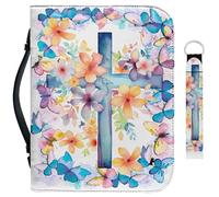 Garronmavis Étui de bible papillon et fleurs avec poignée et porte-clés, sac de bible Morpho aquarelle, sacs de protection pour la Bible d'art des papillons - L