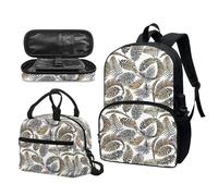 Garronmavis Galaxy Butterfly Lot de 3 sacs à dos isolants pour jeunes, motif requin funky 43,2 cm, sac à crayons multicouche pour jeunes, Peinture à l'huile vintage Feuilles, Ensemble cartable