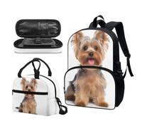 Garronmavis Galaxy Butterfly Lot de 3 sacs à dos isolants pour jeunes, motif requin funky 43,2 cm, sac à crayons multicouche pour jeunes, Yorkshire Terrier, Ensemble cartable