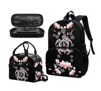 Garronmavis Galaxy Butterfly Lot de 3 sacs à dos isolants pour jeunes, motif requin funky 43,2 cm, sac à crayons multicouche pour jeunes, Hibiscus Tortues de mer Hawaï, Ensemble cartable