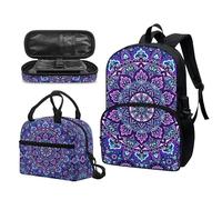 Garronmavis Galaxy Butterfly Lot de 3 sacs à dos isolants pour jeunes, motif requin funky 43,2 cm, sac à crayons multicouche pour jeunes, Imprimé floral tribal bohème, Ensemble cartable
