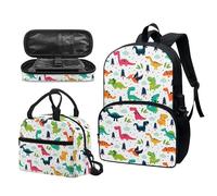 Garronmavis Galaxy Butterfly Lot de 3 sacs à dos isolants pour jeunes, motif requin funky 43,2 cm, sac à crayons multicouche pour jeunes, Dinosaure à pois, Ensemble cartable