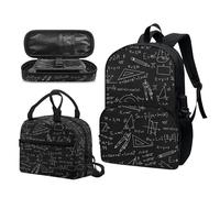 Garronmavis Galaxy Butterfly Lot de 3 sacs à dos isolants pour jeunes, motif requin funky 43,2 cm, sac à crayons multicouche pour jeunes, Formule mathématique., Ensemble cartable