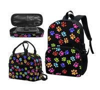 Garronmavis Galaxy Butterfly Lot de 3 sacs à dos isolants pour jeunes, motif requin funky 43,2 cm, sac à crayons multicouche pour jeunes, Imprimé pattes de chien arc-en-ciel, Ensemble cartable