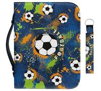 Garronmavis Housse de bible avec peinture de football pour garçons et filles, sac de bible de football de dessin animé, étui de livre de bible d'art sportif, porte-clés - 2XL
