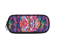 Garronmavis Jolie boîte à crayons Axolotl pour adolescent, organiseur de papeterie amusant à fentes multiples pour l'école et les étudiants, Danse Lion Origami Chauve-souris, Cartable