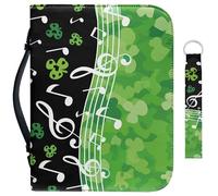 Garronmavis Lot de 2 étuis de bible avec motif oiseaux et pin pour esquisses, étoiles, notes de musique, Notes de musique camouflage trèfle vert, 2XL-[12.0x9.0in=30.5x23.0cm]