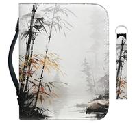 Garronmavis Lot de 2 étuis de bible avec motif oiseaux et pin pour esquisses, étoiles, notes de musique, Peinture de paysage en bambou aquarelle, XL-[11.2x8.0in=28.5x20.3cm]