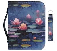 Garronmavis Lot de 2 housses de bible rétro pour femme, motif nénuphar Van Gogh, étui à fermeture éclair pour livres de la Bible, art impressionnisme, sac de bible - XL