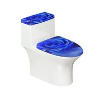 Garronmavis Lot de 2 housses de siège de toilette 3D à motif de rose bleue - Housses esthétiques pour abattant de toilette - Motif floral - S'adapte à la plupart des couvercles ronds, allongés et