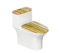 Garronmavis Lot de 2 housses de siège de toilette à rayures rétro résistantes aux rayures de Noël pour abattant de WC