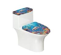 Garronmavis Lot de 2 housses de siège de toilette en forme de requin corail sous l'eau pour salle de bain, animaux de l'océan, doux standard