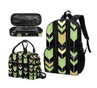 Garronmavis Lot de 3 sacs à dos Rock&Roll motif tête de mort pour filles - Boston Terrier - Sac à déjeuner et trousse à crayons, Boho Arrow Tribal, Ensemble cartable
