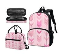 Garronmavis Lot de 3 sacs à dos Rock&Roll motif tête de mort pour filles - Boston Terrier - Sac à déjeuner et trousse à crayons, Woodland Arrow Rose Bohême, Ensemble cartable