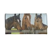 Garronmavis Portefeuille à rayures de cheval rhombique pour homme et femme en cuir synthétique durable, Peinture à l'huile Wild Horses, Décontracté