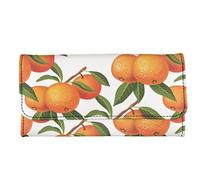 Garronmavis Portefeuille en cuir synthétique avec motif de lapin mignon et branche 3D pour homme et femme Orange, Peinture à l'huile orange branche 3d, Décontracté