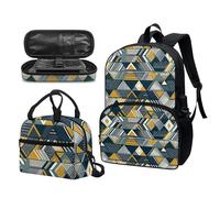 Garronmavis Tiger Lot de 3 cartables en papier sculpté 43,2 cm pour adolescent, sac à dos, motif champignons, galaxie, méduse, Bohemia Geometric Rhombics, Ensemble cartable
