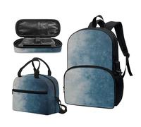 Garronmavis Tiger Lot de 3 cartables en papier sculpté 43,2 cm pour adolescent, sac à dos, motif champignons, galaxie, méduse, Dégradé bleu océan, Ensemble cartable