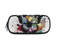 Garronmavis Trousse à crayons avec tête de mort squelette pour enfants et filles, grande capacité, motif tête de vache, fleur et chat, Morpho noir coloré éclaboussant, Cartable