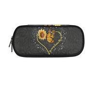 Garronmavis Trousse à crayons de grande capacité avec motif cœur et double fermeture éclair Motif tête de mort Rock&Roll, Cœur Patten Papillon Tournesol, Cartable