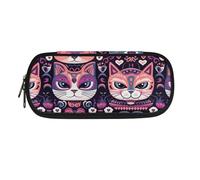 Garronmavis Trousse à crayons de grande capacité avec motif papillon pour fille, étudiante, adolescente, drapeau américain, tournesol, trousse de rangement pour papeterie, Sugar Skull Cat, Cartable