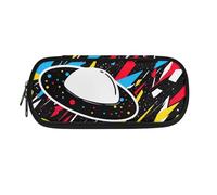 Garronmavis Trousse à crayons de grande capacité, poche zippée, fournitures scolaires, organiseur de papeterie portable pour bureau, école, adolescent, garçon, homme, Vaisseau spatial ciel étoilé