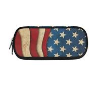 Garronmavis Trousse à crayons en papier durable avec motif libellule pour filles et filles, Drapeau américain teinté au thé, Cartable