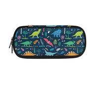 Garronmavis Trousse à crayons pour garçons et filles, motif tigre cocker, crâne, fleur, trousse à crayons durable pour peinture fluide, Dessin animé T-rex ptérosaure, Cartable