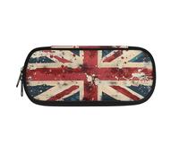 Garronmavis Trousse à crayons tortue de mer pour adolescent, dessin animé chat et requin à large ouverture, boîte à stylos colorée à pois, Drapeau rétro Union Jack, Cartable