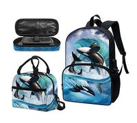 Garronmavis Van Gogh Starry Night Sac à dos d'école Motif vache et drapeau américain 43,2 cm, Orques, Ensemble cartable