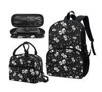 Garronmavis Van Gogh Starry Night Sac à dos d'école Motif vache et drapeau américain 43,2 cm, Violon Violon Noir Blanc, Ensemble cartable