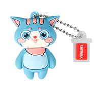 GARRULAX Clé USB 16 Go étanche en silicone USB 2.0 haute vitesse USB 2.0 avec stylo, stockage de la date, disque U (chat cyan)