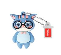 GARRULAX Clé USB 16 Go étanche en silicone USB 2.0 haute vitesse USB 2.0 avec stylo, stockage de la date, disque U (chat bleu)