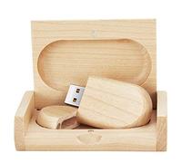 Garrulax Clé USB 2.0 en bois massif de qualité supérieure, 64 Go, haute vitesse, stockage de données, disque pouce Pendrive (64 Go, érable ellipse)
