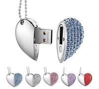 Garrulax Cle USB, Premium imperméable clé USB2.0, 8Go / 16 Go / 32Go Cles USB Type de Coeur Diamant Stockage de données Haute Vitesse Memory Stick Pendrive