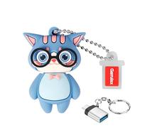 GARRULAX Lecteur flash USB 3.0 - En silicone étanche - Haute vitesse - USB 3.0 - Avec adaptateur OTG de type C (Blue Cat, 16 Go)