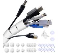 Garrulo Cache Cable, Gaine Cable pour TV/Informatique, Range Câble avec 10* Supports de Câble en Silicone+10* Serre-Câbles+2* Bande Autocollante 1M+1* Clip Guide-Fil, Blanc Φ 22mm