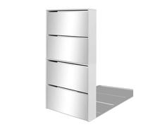 GAR'S Meuble à chaussures Porte-chaussures avec 4 étagères + miroir 63x17x134 cm Blanc(4318)