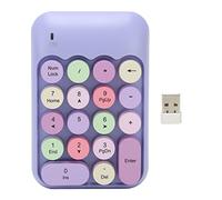 Garsent 2.4Ghz Clavier Numérique, 18 Touches Mini Numéro de Clavier avec Récepteur USB, Clavier Couleur Vintage Touches Rondes, comptabilité Financière Numpad pour (Thème Violet)